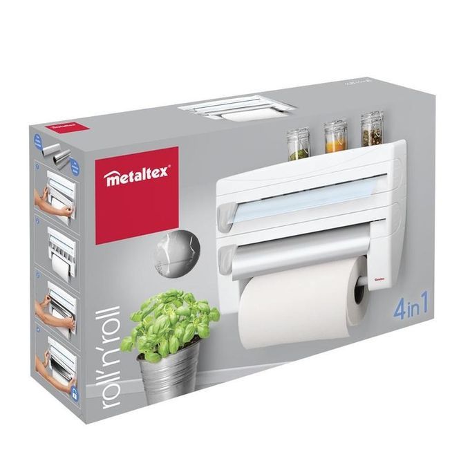  254410 Distributeur d'essuie-tout Roll-n-Roll 4-en-1, blanc, 39 x 10 x 25 cm.