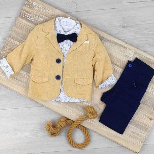  Jones Ensemble garcon 3pcs  m_2332 hnk 100%coton jaune  clair