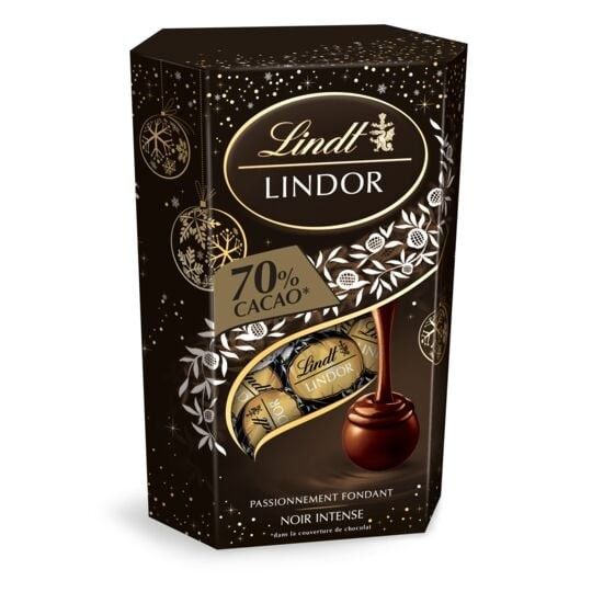  Lindt Lindor Boules de Chocolat Fourrés Noir Intense 70% Cacao 200g