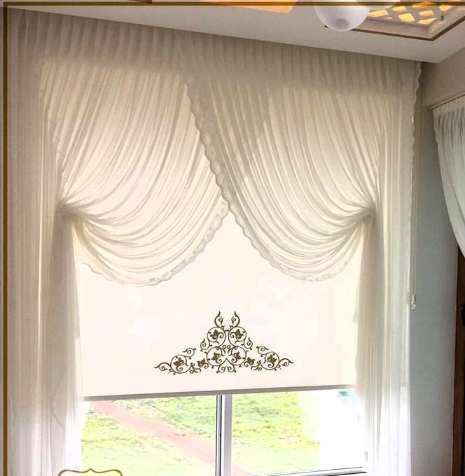  CASA-DJIJOU 2 De Rideaux Dentelle Blanc. À Reflété - H280 X L300 Cm -