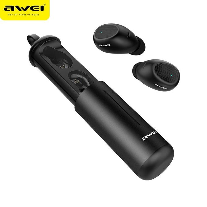  Awei Ecouteur Earbuds sans-fil bluetooth 5.0 T55 TWS IPX4 Android IOS Sport Noir
