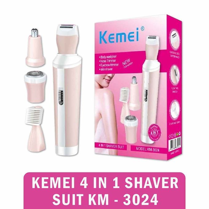  Kemei KM-3024 - Rasoir Epilateur Electrique 4en1 pour Femmes