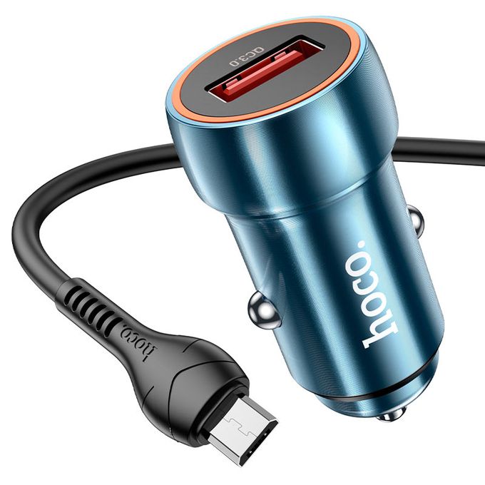  Hoco Chargeur de voiture "Z46 Blue Shield" QC3.0 avec câble/ Type Micro-USB