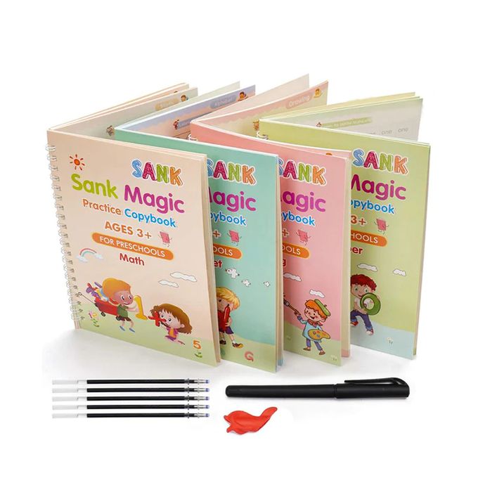  magique book anglais, 4 Cahier D'écriture réutilisable Pour Enfant 3 - 7 Ans Mathématiques, Dessin, Alphabet