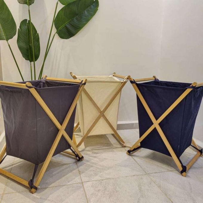  Lot de 3 panier a linge en bambou pliable pour vêtements