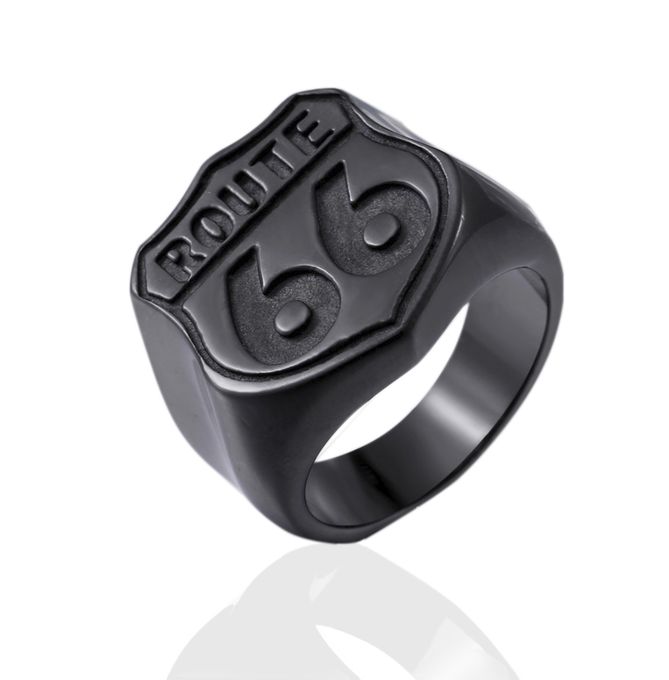  Bague Homme - Route 66 - Noir