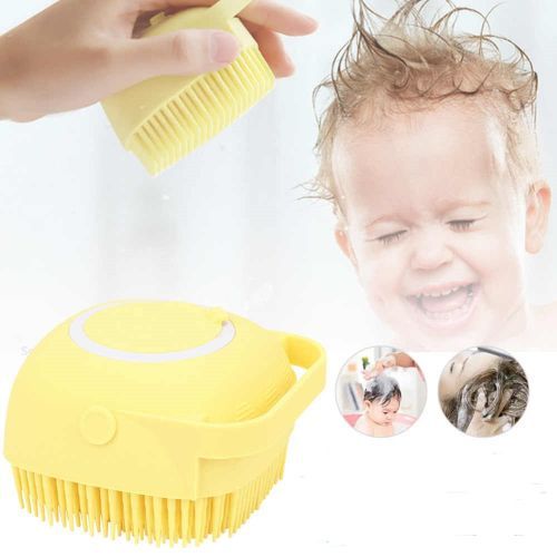  Brosse De Bain Avec Crochet En Silicone Souple, Pour Bébé Et Adultes-Jaune