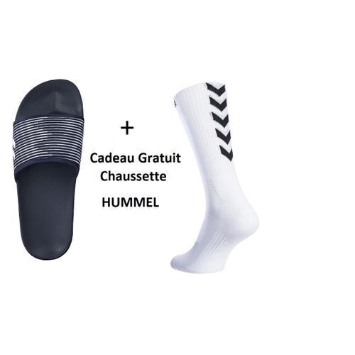  Hummel Tong Homme - Pool Slide À Rieur Ultra-Confort + Cadeau Chaussette - Bleu Marine