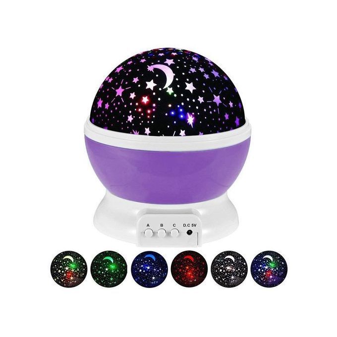  Star Master Lampe De Projection Étoilée Rotative Veilleuse Pour Enfant Mauve & Blanc