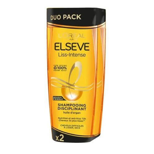  L'Oreal Paris Elseve Pack de 2 Shampoings Liss-Intense Disciplinant Huile d'Argan (2x350 ml)