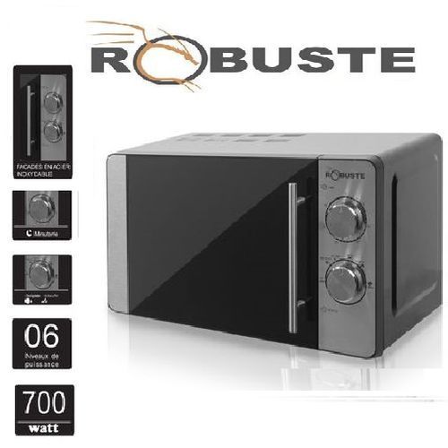  Robuste Micro Ondes - 20 Litres - 6 Niveaux De Puissance - 700 Watts - Noir-Inox