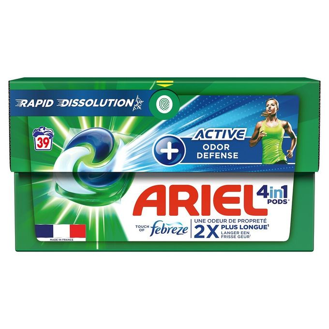  Ariel Pods+ Lessive Liquide en Capsules Active Odor Defense