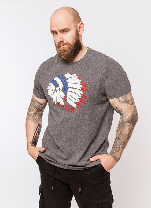 Abercrombie & Fitch T-Shirt Homme En Coton Tendance Avec motif Indien brodé super confortable - Gris
