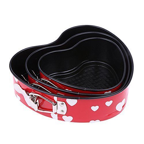  Moule À Gâteau 3 Pièces Forme Cœur (14-16-18Cm)- Rouge/Noir/Coeur