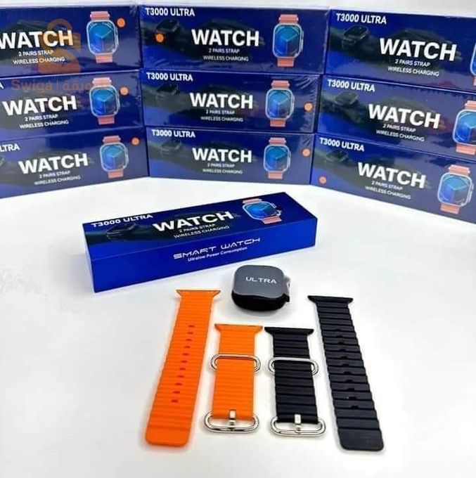  Smart Watch T3000 ULTRA Serie 9 avec 2 Paires de Bracelets: Noir + Orange