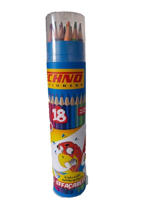  Techno Crayons de Couleurs Effaçables - Boite Ronde de 18 Couleurs -5804