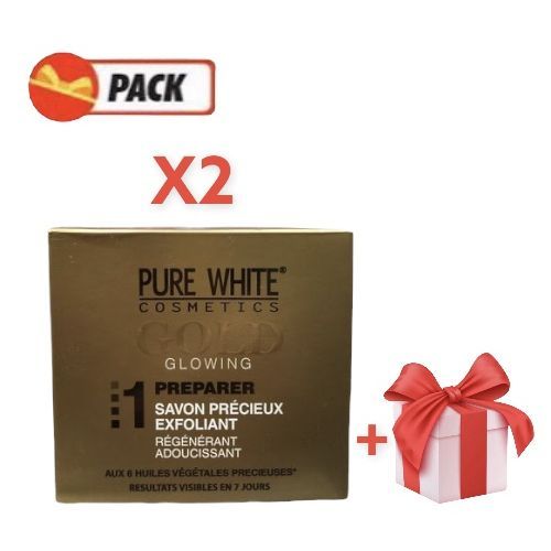  Pure White Lot 2 X Savon Précieux Exfoliant -Visage, Genoux, Doigts, Cou & Coudes +SURPRISE