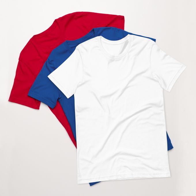  DJEB'S 3 T-Shirts Pour Femme - Confortable À Porter - Pour L'Été - Rouge Bleu Blanc