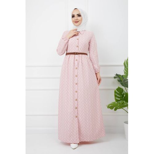  Florissa Robe Hijab À Motifs Des Lines- Rose