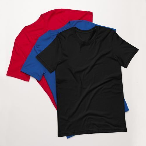  3 T-Shirts Pour Homme - Confortable À Porter - Pour L'Été - Noir Rouge Bleu