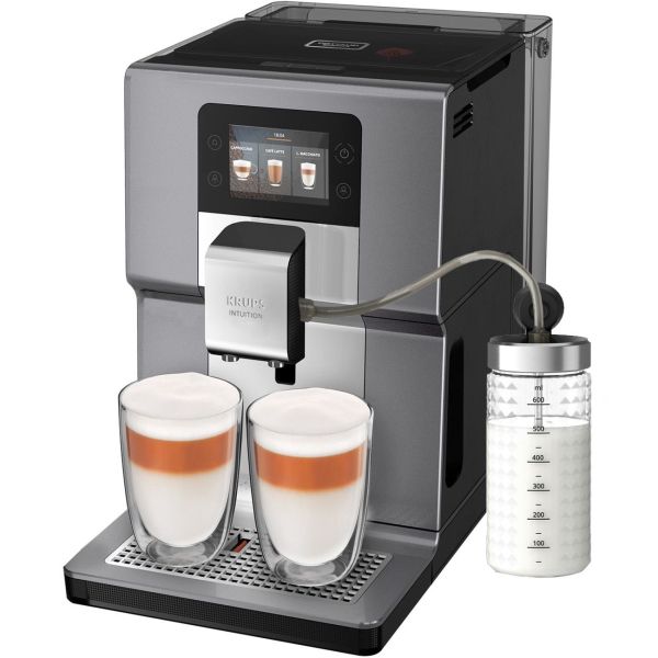 Machine à Café Broyeur Grain Krups Ecran LCD avec pot Cappuccino EA816031,  Noir 15BARS - Prix en Algérie