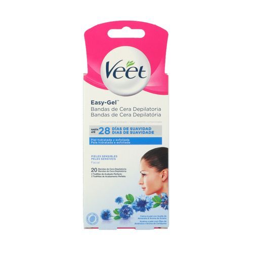  Veet Easy Gel 20 Bandes De Cire Peaux Sensibles Pour Visage