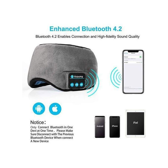  Générique Bandeau De Sommeil Bluetooth Sans Fil, Dormir Doux Anti Bruit-Gris