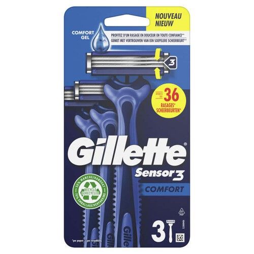  Gillette Sensor3 Comfort Rasoirs Jetables Pour Homme Lot De X3