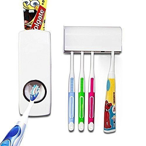  Distributeur De Dentifrice Automatique + Porte Brosses A Dents - Blanc