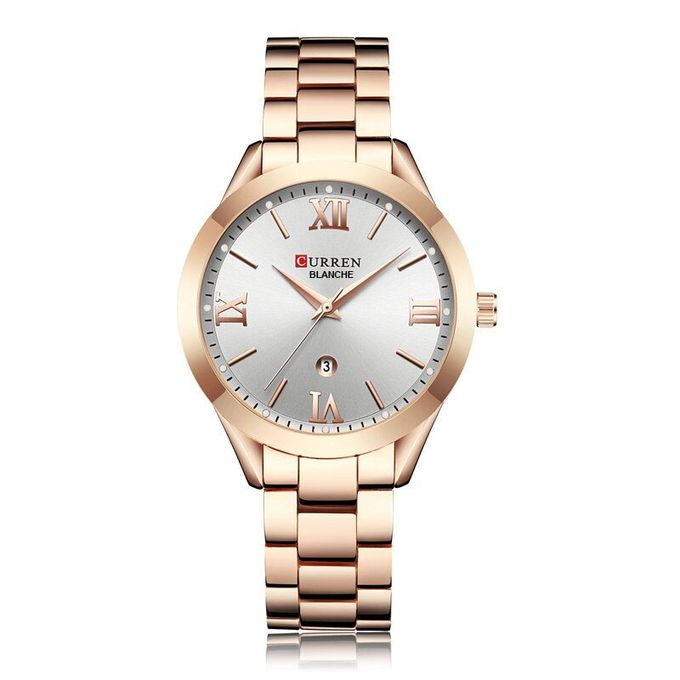  Curren Montre Femme - C9007L - Bracelet Acier Inoxydable - Rose Gold Blanc