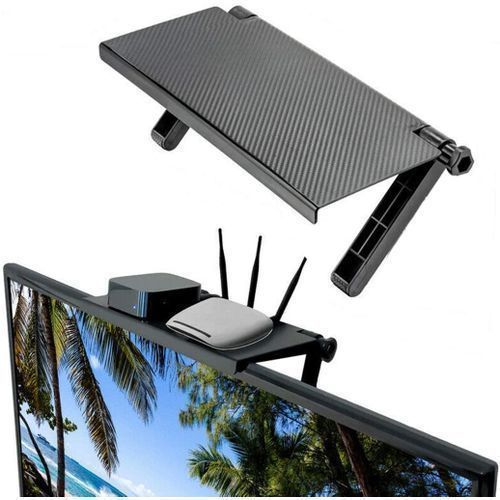  Étagère Réglable Pliable Organisateur Pour Tv & Ordinateur À Écran Plat - Noir