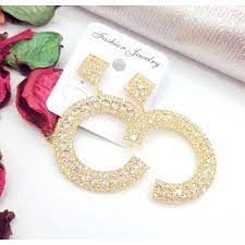  Fashion Jewelry Boucles D'oreilles créoles  -Strass -doré