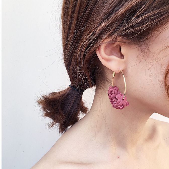  Boucles d'oreilles "Laina" Rondes Aux Pétales De Fleurs Colorées