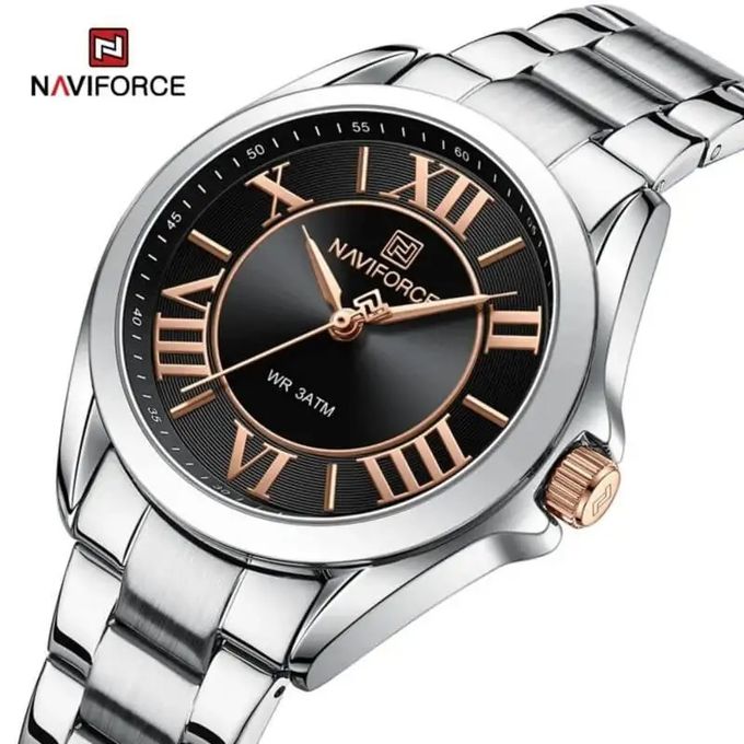  Naviforce Montre Femme très chic à quartz en Argent Luxe Bracelet en stainless steel -Gris