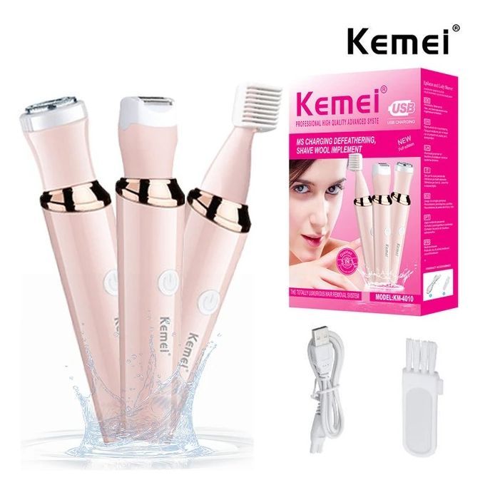  Kemei KM-4010 - Rasoir Epilateur Electrique 3en1 pour Femmes