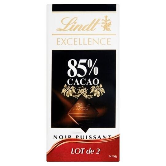  Lindt Excellence Chocolat Noir 85% Cacao 2 Tablettes (2x100g) 200g