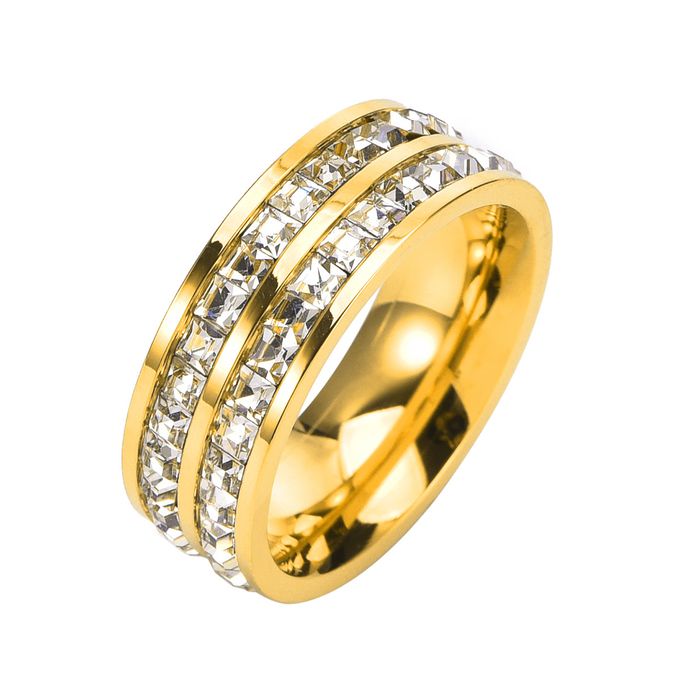  Bague "Variel" Double Rangée de en Pierres - Acier Inoxydable