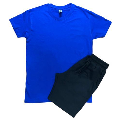  Ensemble TShirt & Short- Confortable à porter - coton  - bleu roi noir