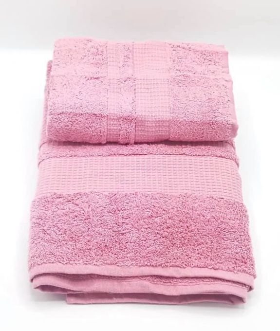  Ipekce Ensemble De Serviettes De Bain -Deux Pièces-70 X 140 Cm / 50 X 90 Cm- Rose