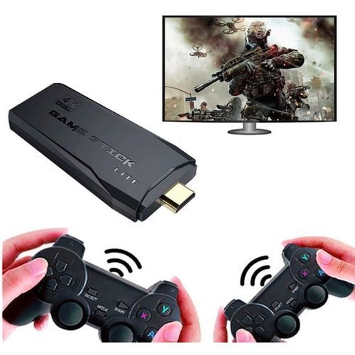  Générique Console Game Stick Lite 4K 64 Go HDMI + 2 Manettes Sans Fil/10000 jeux intégrés