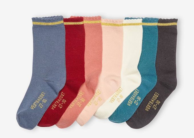  Vertbaudet Pack de 7 paires de Mi- Chaussettes Fille – Multi couleurs