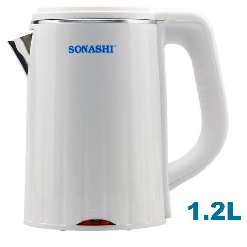  Sonashi Bouilloire électrique Sans Fil  En Inox 1.2L 1620W-SKT-1201N blanc