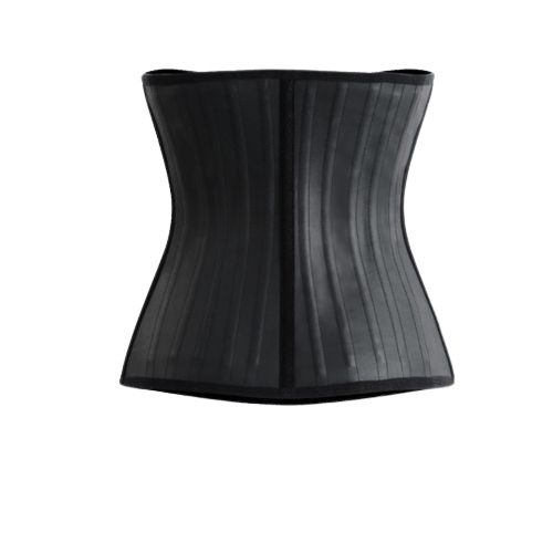  SIBOTE Corset - Gaine Amincissante Latex- A Boutons Crochets  & Zippé - ST-7058 - Noir