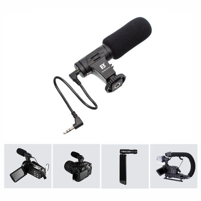  Microphone Professionnel à Condensateur pour Caméra PC Jack 3.5 MM FB-PM-FCE-B1