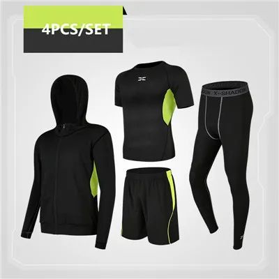  Ensemble 4 Compression Homme Tenue Sport Fitness Tee Shirt Compression Legging