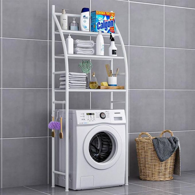  Étagère De Salle De Bain, Meuble De Rangement Au-Dessus Des Machine À Laver (60 cm)- Blanc