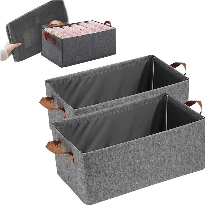  Générique PACK 2 boîte de rangement de placard pliable Organisateur de linge, vêtements - gris