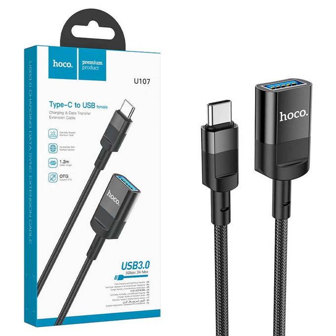  Hoco Câble d'extension Type-C mâle vers USB femelle USB3.0 HOCO U107 1.2m