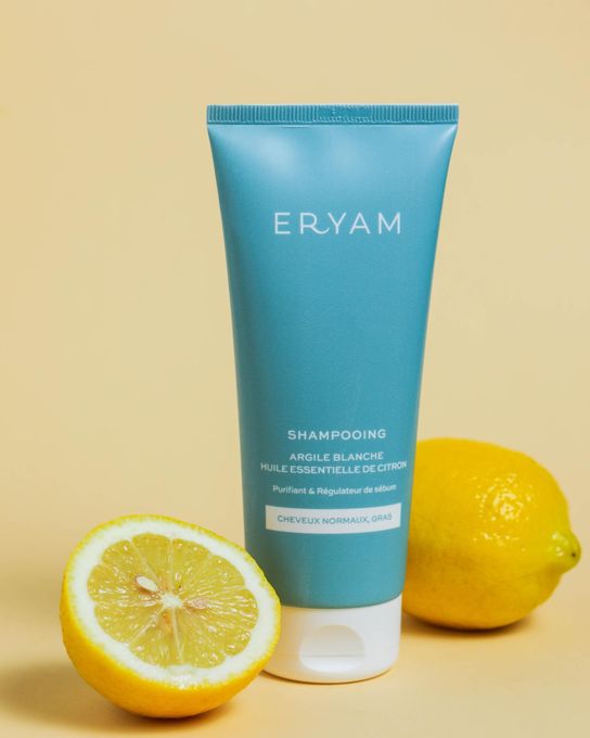  ERYAM Shampooing Naturel Argile Blanche & Huile Essentielle de Citron - Cheveux normaux à gras