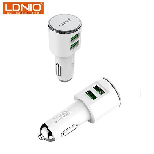  Ldnio Chargeur Auto 3.4A - 2Xusb + Cable Android - Blanc